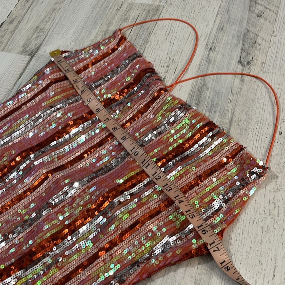 Pretty Garbage Orange Sequin Dress Size Large.  NWT - Picture 11 of 13